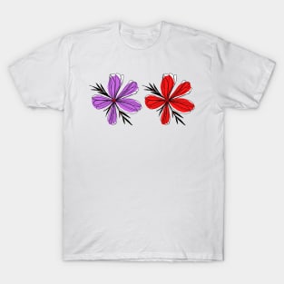 purple red floral design T-Shirt